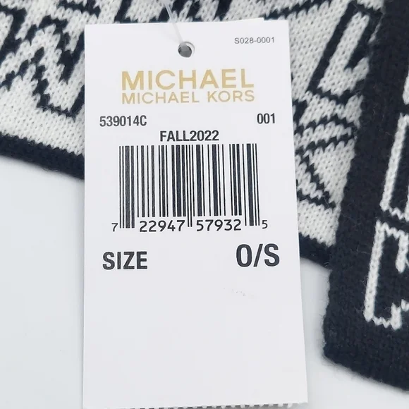 Michael Kors Women's Split Logo Scarf Black White - Picture 3 of 3